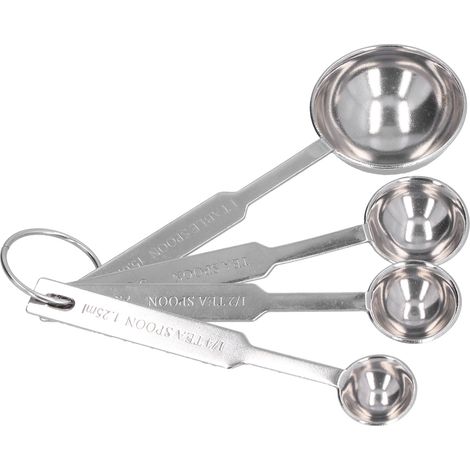 Cuillères de Mesure en Acier Inoxydable 4 Pièces pour Cuisine, Café et Pâtisserie (1/5)