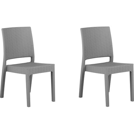 Set di 2 Sedie da Giardino in Simil Rattan Grigio Chiaro Fossano