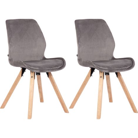 Lot de 2 chaises de salle à manger en velours gris style scandinave pieds bois CDS101126 (1/5)