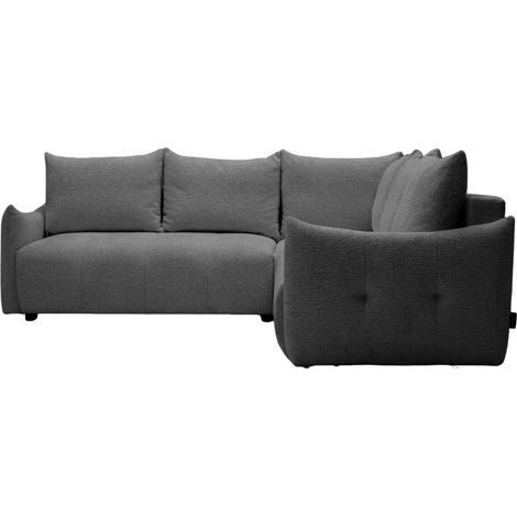 CELINE - Canapé panoramique convertible tissu chenille 5 places - Gris