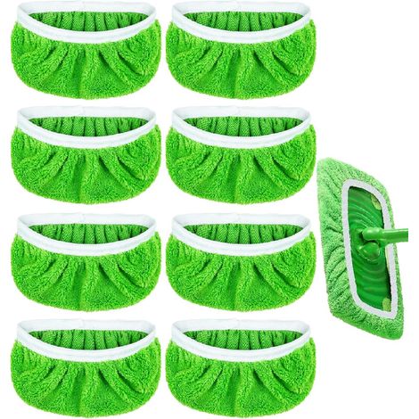 Lot de 8 lingettes de nettoyage réutilisables en microfibre pour balai Swiffer Sweeper - Lingettes de nettoyage humides et sèches - Recharges lavables pour têtes de balai pour sols domestiques (lot de (1/5)