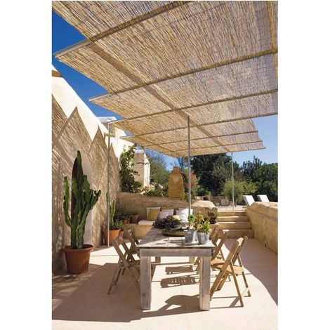 Cerramiento Natural Bambú Fino de ocultación Caña de Bambú para cerramiento de Jardín Rollo: 2 x 5 metros -