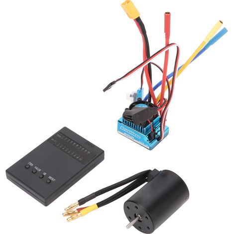 Kit moteur 3650 2300KV, réglage en un clic, moteur brushless étanche, variateur électronique de vitesse (ESC) avec carte de programmation pour voiture RC 1/10 et 1/8 (1/5)