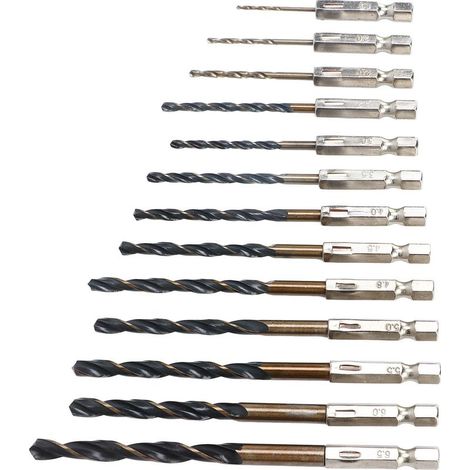 13 pièces Forets Hexagonales 1/4" pour Perceuse, 1.5‑6.5mm, pour Bois Métal Plastique, Changement Rapide (1/5)
