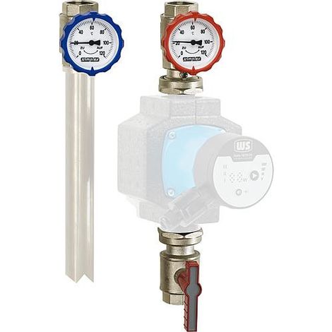 Flamco Groupe de robinetterie de pompe 3pcs. Thermom.gr. DN25 G1i PN16 MS vern. a. EM, F10192