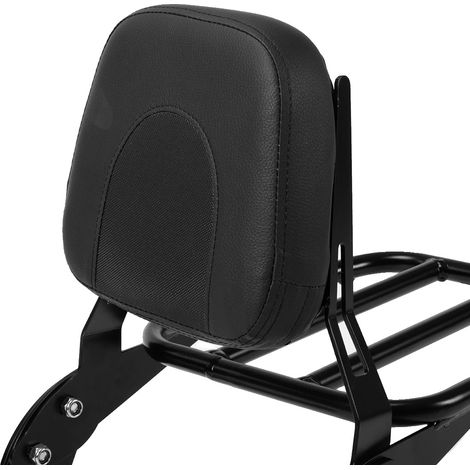 Respaldo para motocicleta, de acero, dimensiones 20" x 10" x 15", compatible con motocicletas cruiser, acabado de pintura en polvo de alta calidad, colocación trasera. (1/5)