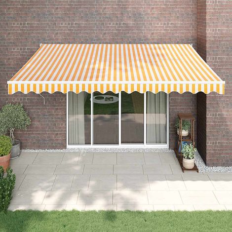 vidaXL Auvent rétractable automatique jaune et blanc 4x3 m