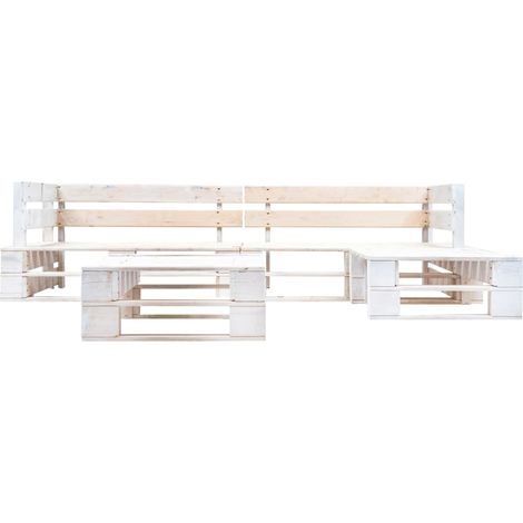 Maison Exclusive - Set Divani da Giardino su Pallet 4 pz in Legno Bianco
