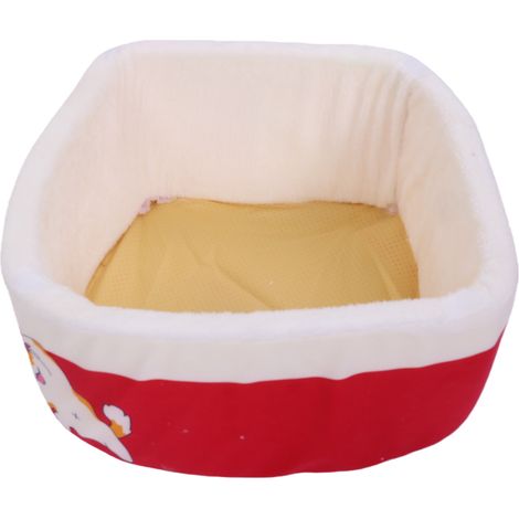 Panier pour chat en forme de nouille, semi-fermé, chaud, doux, épais, antidérapant, déhoussable et lavable, pour animaux jusqu'à 10 kg, rouge, 50 x 20 cm (1/5)