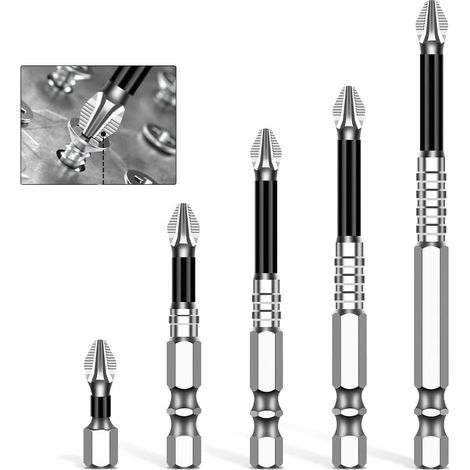 High magnetic screwdriver drill bit set Magnetic screwdriver bits impact-resistant slip-resistant model-25 50 65 70 90 mm (5Pcs) (1/5)
