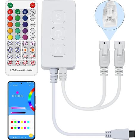Contrôleur LED Bluetooth SP611E avec Télécommande IR, Double Interface 3 PIN, Contrôle APP de Smartphone pour Bande LED RVB Adressable (1/5)
