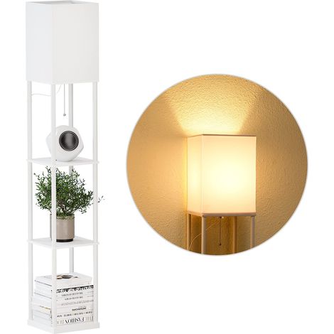 Lampadaire Etagere, 3 Températures de Couleur, Lampe sur Pied avec Ampoule LED, pour Chambre, Étudier, Bureau, decoration salon,Lampadaire blanc (1/5)