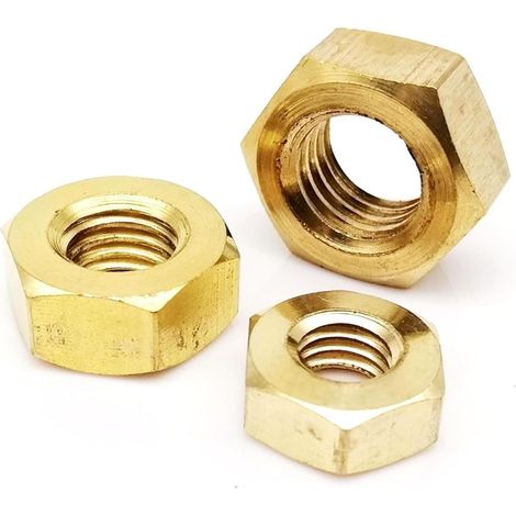 Écrous hexagonaux en laiton à filetage gauche, M1 et .2 nickelés (1/5)