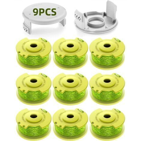 Bobines de fil de rechange AC80RL3 pour débroussailleuse Ryobi One Plus+ 18 V 24 V 40 V RY40204 RY40220 ZRP2080(9 Bobine,2 Couvercle)