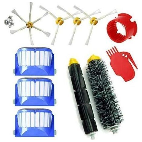 ALLIANDISkit de Recharges pour Roomba Série 600 605 610 612 615 616 620 621 630 645 650 651 655 660 665 670 671 675 680 681 685 695 696. Pack de 11 pièces Compatibles avec iRobot- brosses et filtres (1/5)