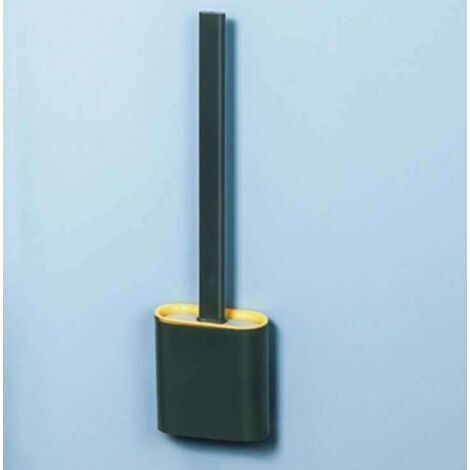 FENOPLASTICABrosse de Toilette en Silicone, Brosse WC avec Support à séchage Rapide, Brosse de Toilettes Détachable à Manche Long, Balai WC Montage Mural/au Sol pour Salle de Bain (1/5)