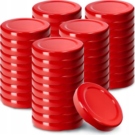 KADAX Schraubdeckel fi53 mm, Twist-Off-Deckel aus Metall, 50 Stück, Rot