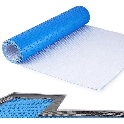 Membrane de désolidarisation pour carrelage 5 m², tapis de désolidarisation de 3 mm, anti-fissures, imperméable et insonorisante pour salle de bains, douche, cuisine, sous-sol (1/5)