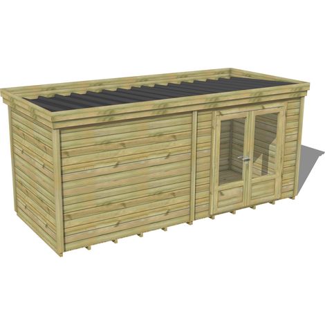 ABRI DE JARDIN bois traité 27mm, 5,7x2,1m, 12m2, Plancher
