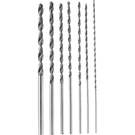 7 pièces foret à bois, pointe Brad centrée, diamètres 4-12 mm, longueur étendue 300 mm, pour perçage précis du bois (1/4)