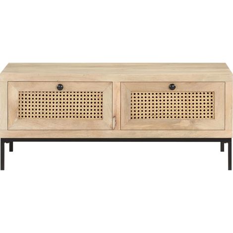 Maison Exclusive - Couchtisch 90x50x37 cm Mango Massivholz und Ro