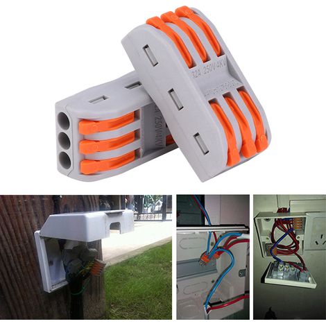 48 connecteurs de câblage, conducteurs à 3 positions, compacts, en nylon ignifugé orange, calibre 11-28 AWG, PCT-2-3 (1/5)