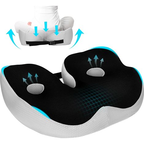 Coussin de siège ergonomique en mousse à mémoire de forme, coussin de bureau et de voiture, coussin orthopédique pour soulager le coccyx et la sciatique, antidérapant, housse lavable, soutien des hanc (1/5)