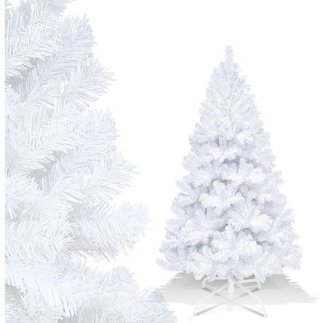 SWANEW Albero di Natale. Albero di Natale artificiale per decorazioni natalizie Materiale PVC con base in metallo 150cm bianco (1/5)