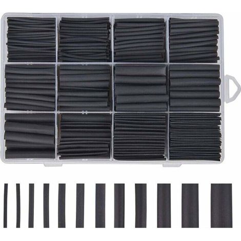 Gaine Thermoretractable Noire 625pcs Gaine Thermo Retractable Gaines Thermoretractables Un Assortiment de 8 Tailles 1 – 10 mm,GU.B/bon