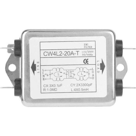 Filtre EMI Suppresseur de Bruit d'Alimentation CW4L2-20A-T 20A Connexion Câble d'Alimentation 115V/250V