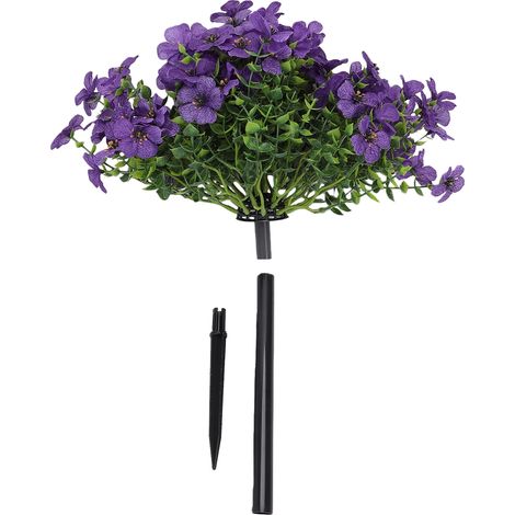 Arbre artificiel en boule avec fleurs violettes, 60 cm, résistant aux intempéries, à piquer pour décorer le jardin. (1/5)