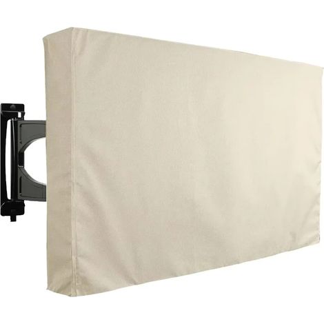 Housse de protection extérieure pour téléviseur (blanche, compatible avec les téléviseurs de 30 à 32 pouces) - Résistante aux intempéries - Compatible avec la plupart des supports et pieds (1/5)