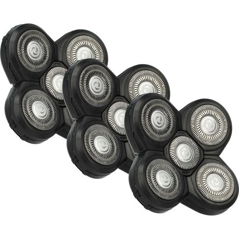 vhbw 3x Scherköpfe Ersatz für Philips RQ12, RQ50, RQ12+, RQ40 für Elektrorasierer, Schwarz