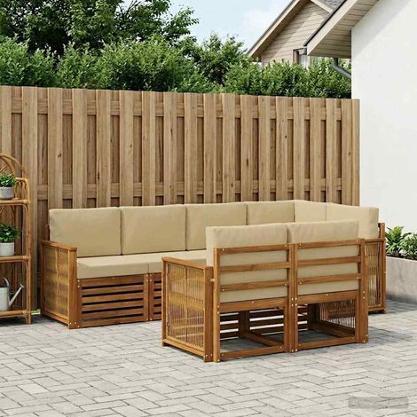 vidaXL Ecksofa Set 6 pcs Natur Massives Akazienholz und Polyester (1/5)