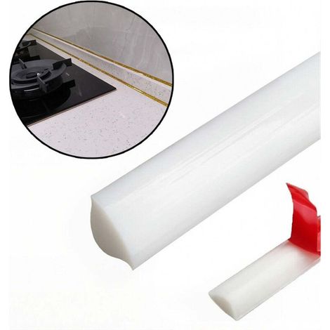 Selbstklebendes PVC-Dichtungsband, wasserfest, ideal für Heimwerkerarbeiten an Arbeitsplatten, Decken, Zierleisten, Sockelleisten und Profilen – 5 Meter x 8 mm, weiß