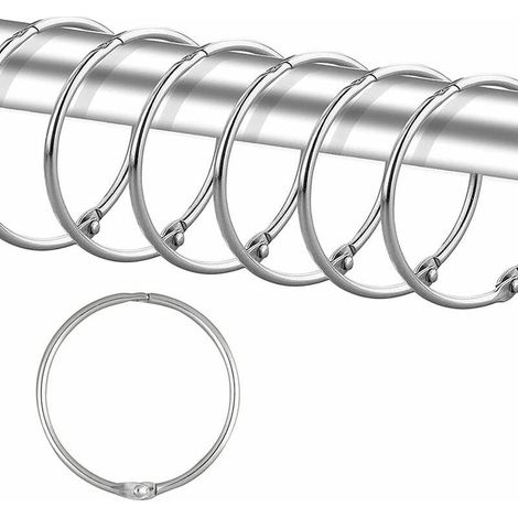 12 Pcs Shower Curtain Rings - Silver, Rust Resistant Shower Curtain Hooks, Round Metal Hooks for Bathroom, Cloakroom, Window, Home Decor, Easy (1/5)