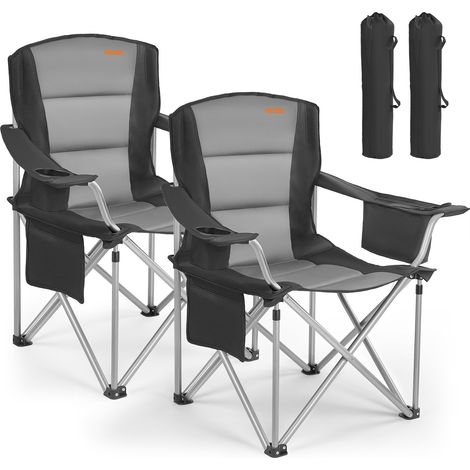 VEVOR Silla de Camping Plegable Grande Capacidad Máxima de 204 kg, Paquete de 2, Silla de Camping Portátil con Respaldo, Reposabrazos Acolchados, Bolsa termica, Portavasos y Bolsillo para Exteriores (1/5)
