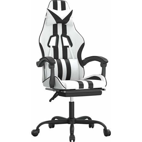 Maison Exclusive - Sedia da Gaming con Poggiapiedi Bianco e Nero in Similpelle (1/5)