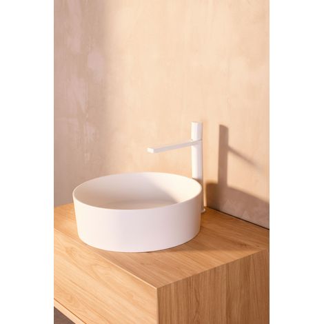 Mitigeur de lavabo en inox MILTON modèle haut cartouche céramique Ø25 BASS blanc mat (1/5)