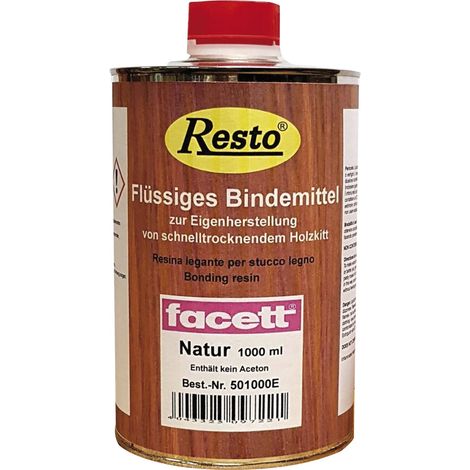 Resto Bindemittel zur Eigenherstellung von Holzspachtelmasse, schnelltrockendem Holzkitt, 1 Liter (1/5)
