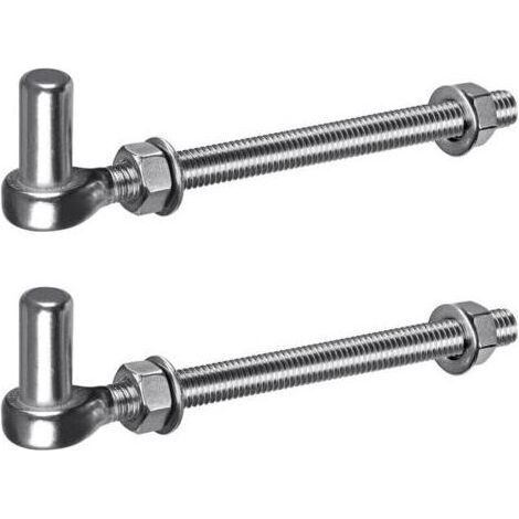Charnière de Portail M12, 2pcs Quincaillerie à œillet de Champ Robuste 16mm Crochet pour Goupille de Suspension de Jardin en Métal pour Portail de Ferme/Clôture en Bois/Allée, 440lbs/20cm (1/4)