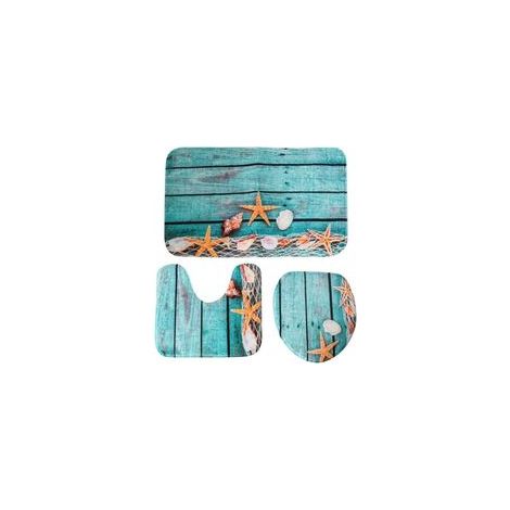 (Lot de 3) tapis de bain coquillage mer vacances d'été housse de coussin de salle de bain tapis de toilette antidérapant ensemble sol étoile de mer