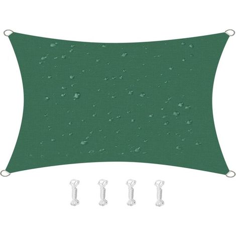 Sonnensegel mit 95 % UV-Effizienz, Oxford-Gewebe, für Terrasse, Balkon, Rasen, Party, Outdoor-Aktivitäten (2 x 3 m, Dunkelgrün) (1/4)