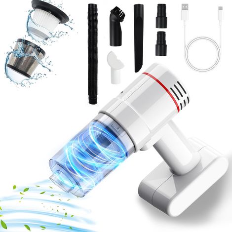 Aspirateur à Main,19000PA Aspirateur Voiture Puissant sans Fil, Rechargeable Mini Portable Aspirateur Batterie, 120W Aspirateur Main Humide et Sec pour la Maison, la Voiture (1/5)
