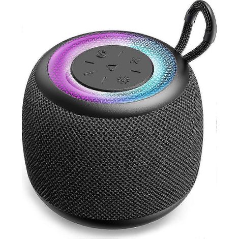 Mini enceinte Bluetooth portable sans fil pour l'extérieur avec lumières RGB, son surround stéréo 360°, basses profondes, Bluetooth V5.3, format de poche, compatible avec les douches et autres espaces (1/5)
