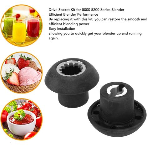 Ortviai Kit de Douille d'Entraînement pour Mixeur Vitamix 5000/5200 – 2 Pièces, Plastique Alimentaire et Acier Inoxydable (1/4)