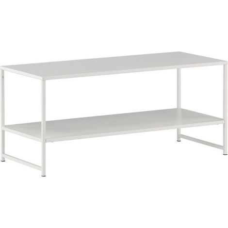 Table Basse Avec Étagère "Staal" 102cm Blanc (1/5)