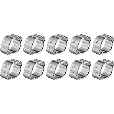 Ej.Life FTVOGUE 10pcs verzinkte Edelstahl Zwei Ohr Schlauch Antriebsklemme 5-23mm für Fule Benzin Rohr Schlauch(13-15Mm)