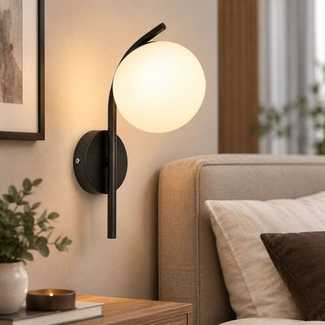 LED-Nachttischlampe, stabiler, flimmerfreier Treiber, warmes Licht, elegantes schwarzes Design fürs Schlafzimmer (1/4)