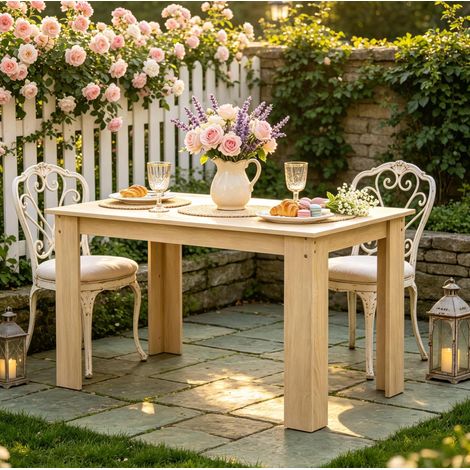Mesa de comedor 120x69x75 cm de aglomerado color roble, estable para comedor – MEUBLIV (1/5)